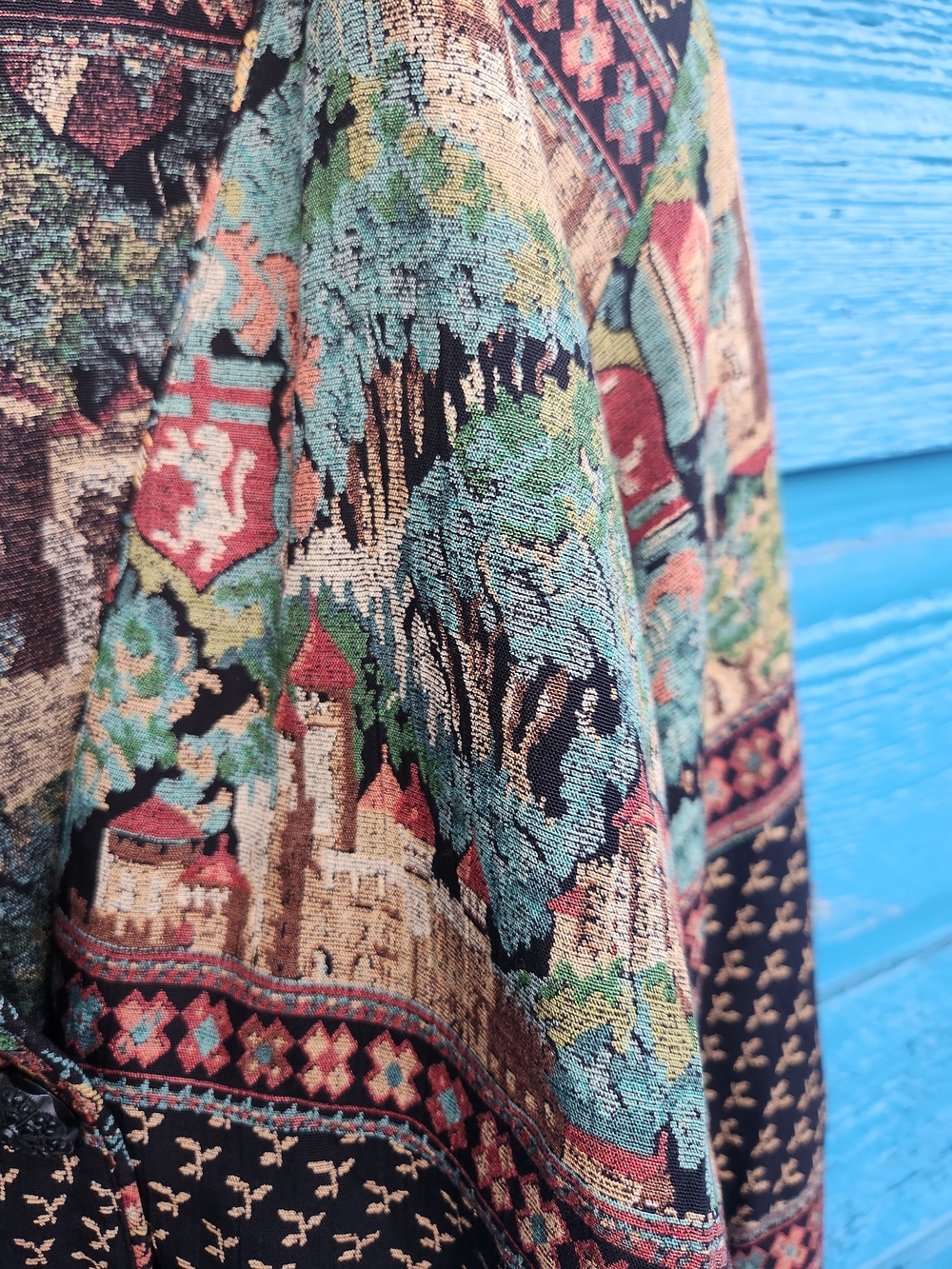 Karen Kane Black Multicolor Scenic Print Cropped Blazer - Picture 5 of 10
